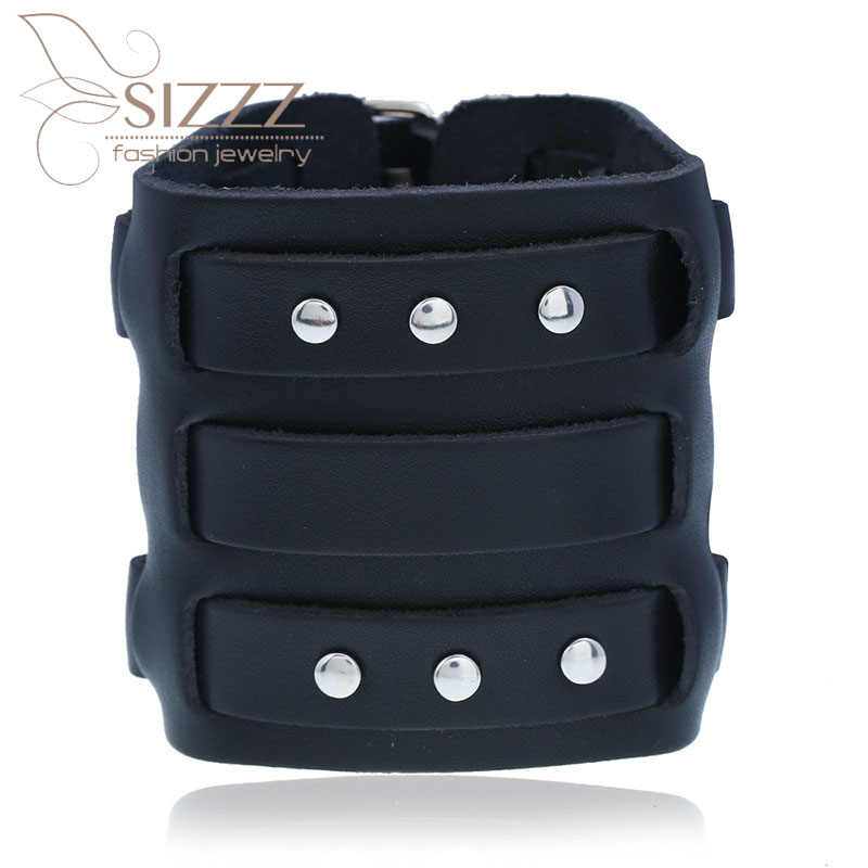 SIZZZ 2020 New rivet punk wide skin exaggerated personality men's leather bracelet&bangles
SIZZZ 2020 New rivet punk wide skin exaggerated personality men's leather bracelet&bangles