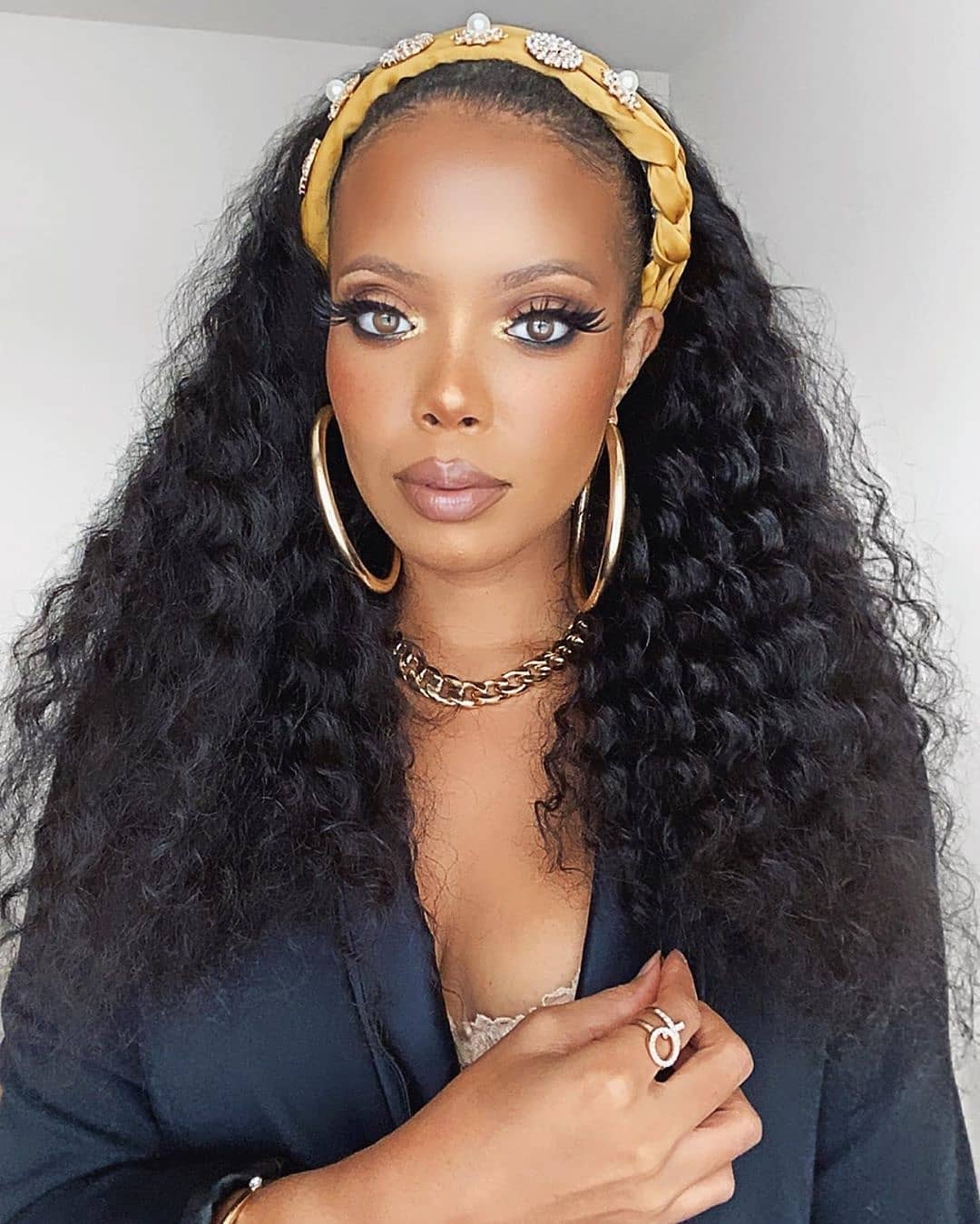 Ishow Human Hair wigs With Headbands Body Wave Straight Water Headband None Lace Wig for All Ages African American Women 8-26inch Natural Color Kids M