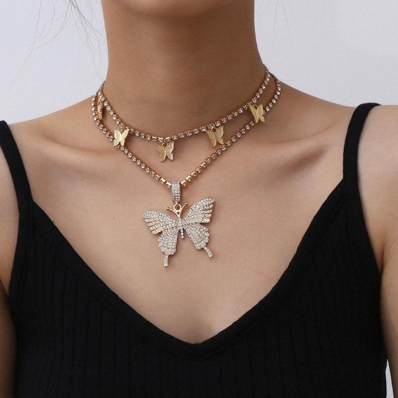 Gold Plated Iced Out Bling Hip Hop Women Charm Jewelry Geometry Heart Arrow CZ Tennis Chain With CZ Butterfly Choker Necklaces
Gold Plated Iced Out Bling Hip Hop Women Charm Jewelry Geometry Heart Arrow CZ Tennis Chain With CZ Butterfly Choker Necklaces