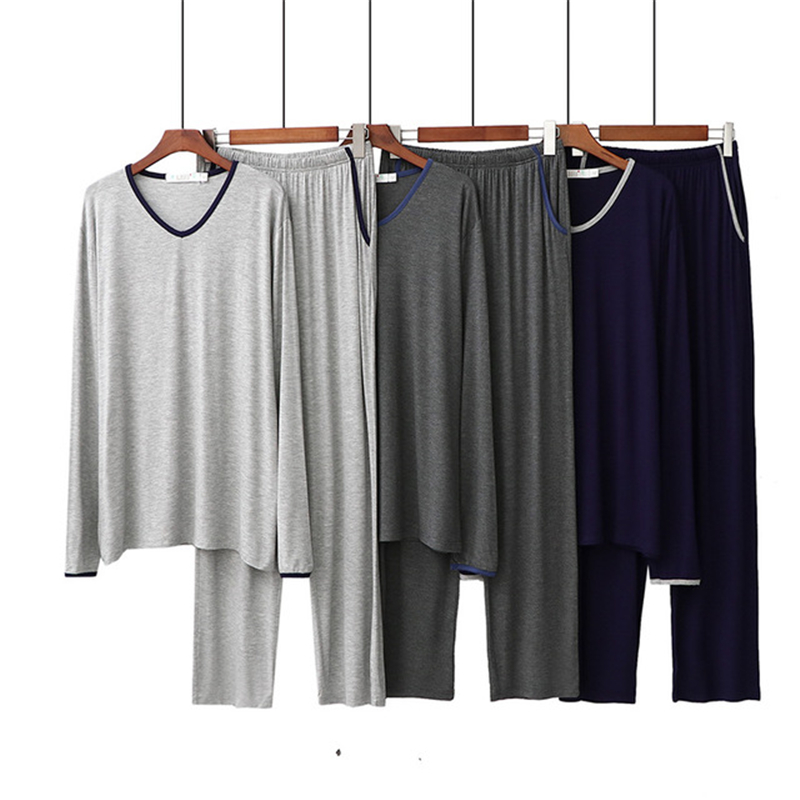 Pajamas 2020 modal male spring and autumn long-sleeved trousers Korean V-neck loose can be worn outside casual home service, Gray
Pajamas 2020 modal male spring and autumn long-sleeved trousers Korean V-neck loose can be worn outside casual home service, Gray