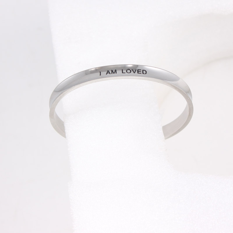 I Am Loved 7mm Stainless Steel Bangle Engraved Positive Inspirational Quote Cuff Mantra Bracelets Bangles for Women Gift
I Am Loved 7mm Stainless Steel Bangle Engraved Positive Inspirational Quote Cuff Mantra Bracelets Bangles for Women Gift