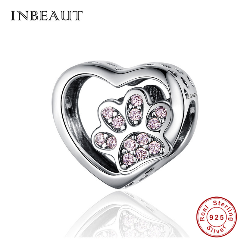 INBEAUT 100% Real Original 925 Sterling Silver Pink Zircon Bear Footprints Beads Cute Pet Heart Charms fit Brand Bracelet Gfit
INBEAUT 100% Real Original 925 Sterling Silver Pink Zircon Bear Footprints Beads Cute Pet Heart Charms fit Brand Bracelet Gfit