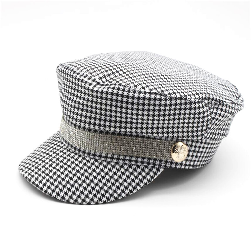 Girls Black White Checked Beret Octagonal Hat Plaid Stones Newsboy Hat Women Houndstooth Baker Boy With Rhinestone Chain, Rhinestone band
Girls Black White Checked Beret Octagonal Hat Plaid Stones Newsboy Hat Women Houndstooth Baker Boy With Rhinestone Chain, Rhinestone band