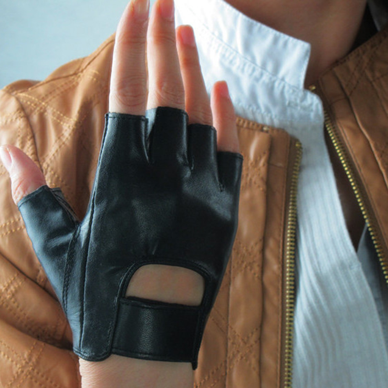 Genuine Leather Imported Goatskin Black Semi-Finger Street Dance Rock Punk Half Fingers Woman's Gloves TB74-1
Genuine Leather Imported Goatskin Black Semi-Finger Street Dance Rock Punk Half Fingers Woman's Gloves TB74-1