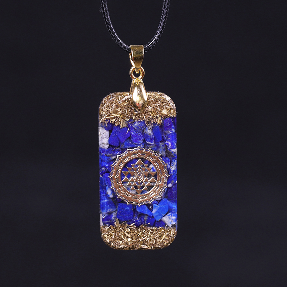 Orgonite Energy Pendant Natural Lapis Lazuli Reiki Energy Necklace Mysterious Resin Chakra Stone Growth Business Amulet 200929