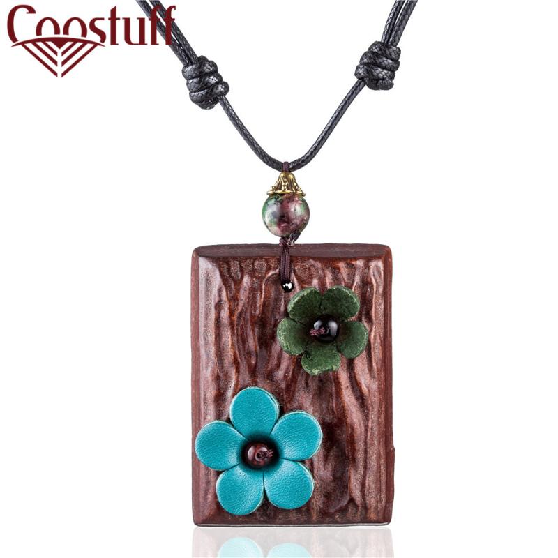New Handmade Wooden Women Jewelry Necklaces Leather Flower Pendants Long Necklace women collares mujer choker kolye bijoux femme
New Handmade Wooden Women Jewelry Necklaces Leather Flower Pendants Long Necklace women collares mujer choker kolye bijoux femme
