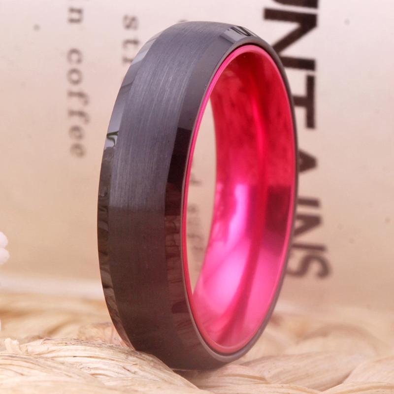 Rings For Women 6MM Wedding Ring Black Tungsten with Pink Aluminum Ring Tungsten Engagement for Men Anniversary Party Rings
Rings For Women 6MM Wedding Ring Black Tungsten with Pink Aluminum Ring Tungsten Engagement for Men Anniversary Party Rings