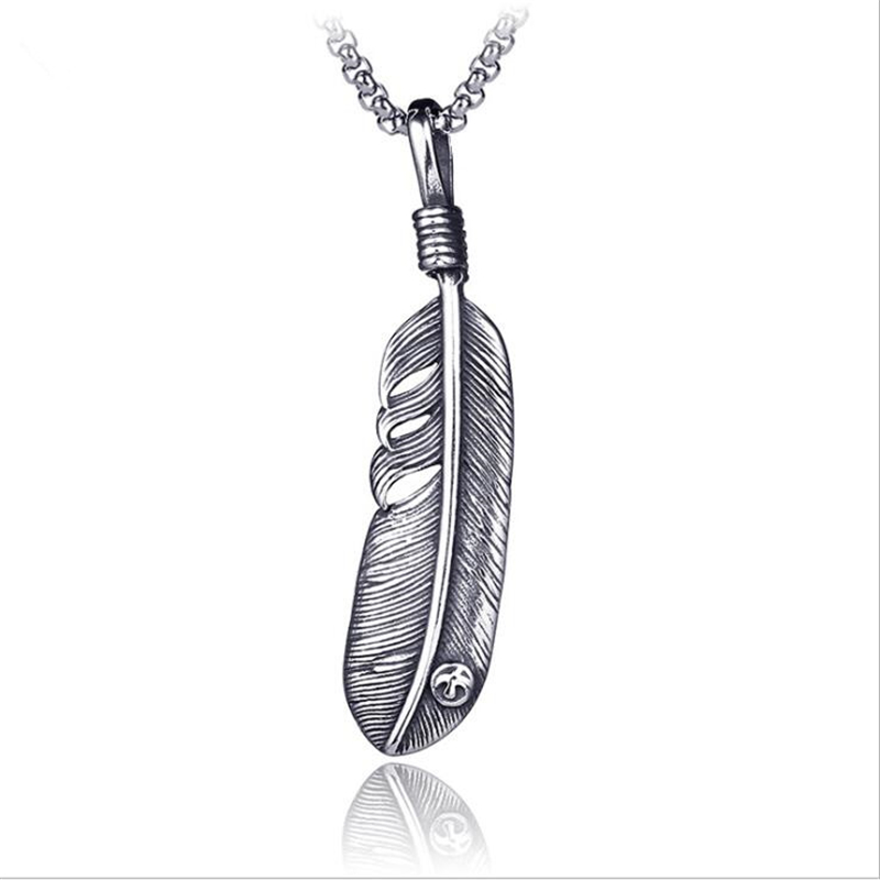 high quality hip-hop retro titanium steel chain necklace antique feather pendant necklace for man & woman punk jewelry
high quality hip-hop retro titanium steel chain necklace antique feather pendant necklace for man & woman punk jewelry