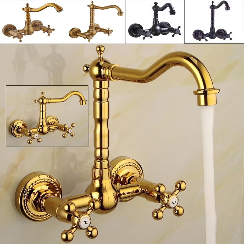 Antique Brass Double Handle Wall Mounted Bathroom Sink Faucet Hot & Cold Basin Faucet Black/Gold/Antique Tap
Antique Brass Double Handle Wall Mounted Bathroom Sink Faucet Hot & Cold Basin Faucet Black/Gold/Antique Tap