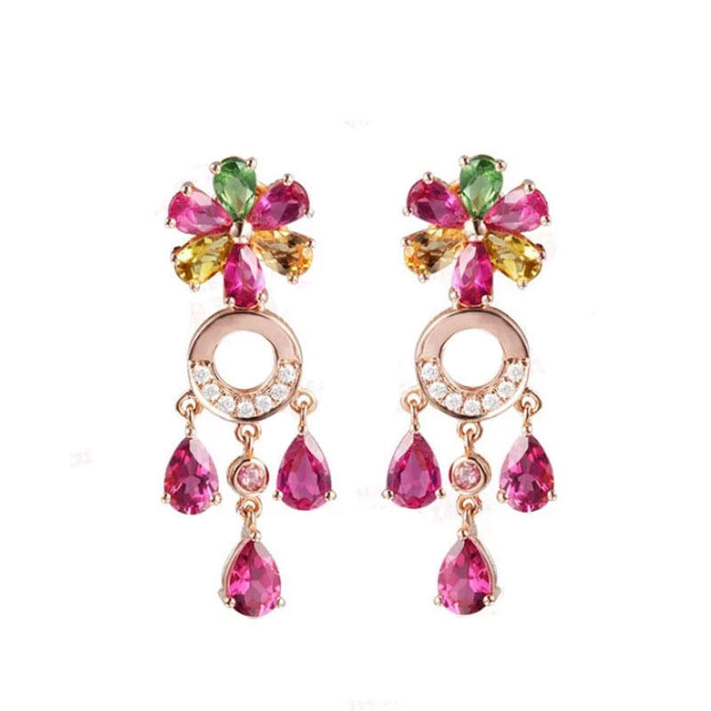 Multicolored Series Korean-style Red Tourmaline Earrings Gold Color Earrings Insets Ornament
Multicolored Series Korean-style Red Tourmaline Earrings Gold Color Earrings Insets Ornament
