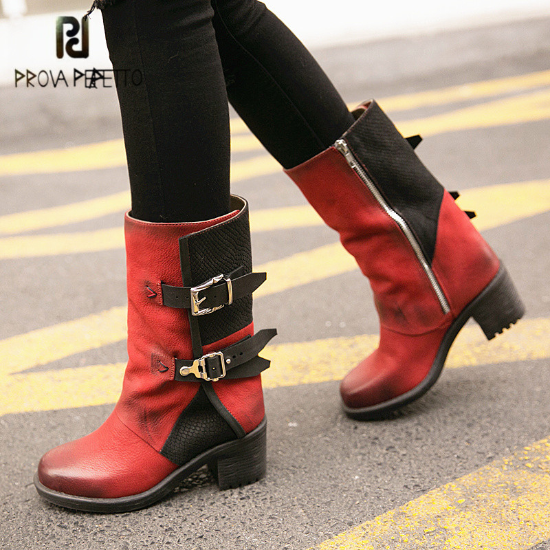 Prova Perfetto Red Women Genuine Leather High Boots Belt Buckle Riding Boots Female Platform Rubber Shoes Woman Botas Mujer, Brown
Prova Perfetto Red Women Genuine Leather High Boots Belt Buckle Riding Boots Female Platform Rubber Shoes Woman Botas Mujer, Brown