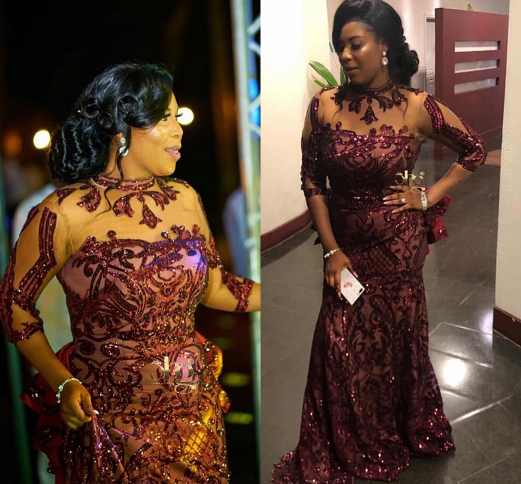Aso Ebi arabic Sparkly Evening Formal Dresses with Long Sleeve 2021 Shiny Burgundy Sequins Applique Mermaid Prom Gowns