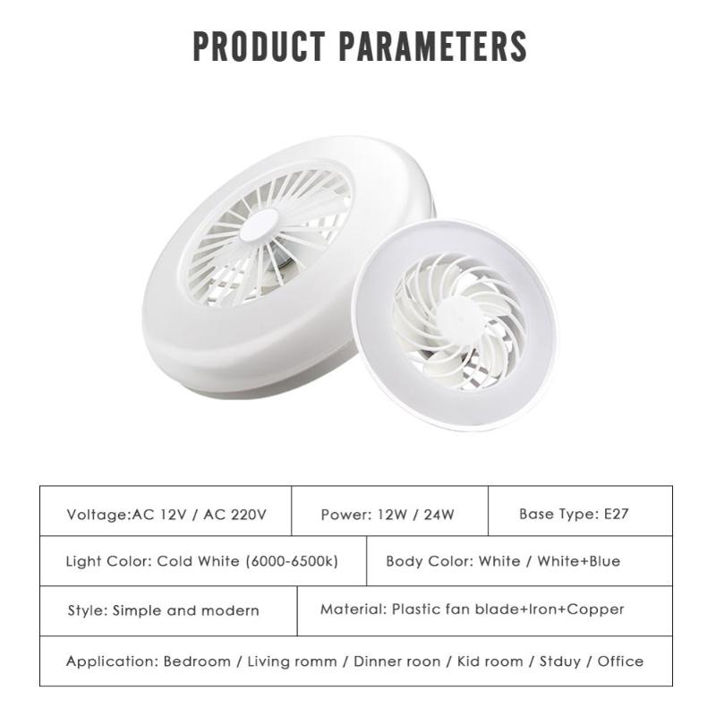Electric Fans Modern LED Ceiling Lamp E27 Bulb 12W 24W Kitchen Study Room Office Garage Factory AC 12V 220V Energy Saving Lighting Fixtur