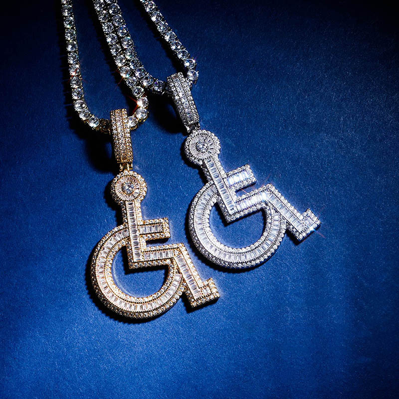Hip Hop New European And American Men Necklace Wheelchair Disabled Logo Pendant Creative Zircon CZ Rapper Jewelry Gift
Hip Hop New European And American Men Necklace Wheelchair Disabled Logo Pendant Creative Zircon CZ Rapper Jewelry Gift