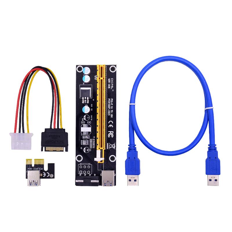 CHIPAL VER006 PCI-E Riser Card 006 PCIE 1X to 16X Extension Adapter 60CM USB 3.0 Cable SATA 4Pin Molex Power for Miner Mining
CHIPAL VER006 PCI-E Riser Card 006 PCIE 1X to 16X Extension Adapter 60CM USB 3.0 Cable SATA 4Pin Molex Power for Miner Mining