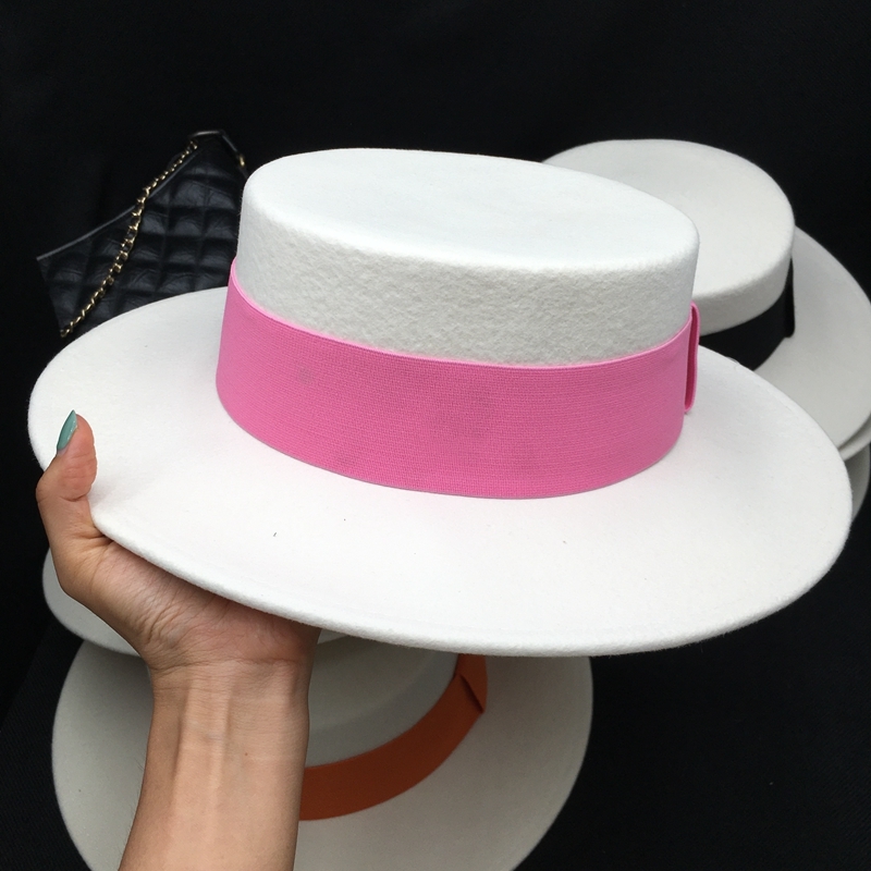 Fedora About new winter white wool hat M the candy color straps British eaves socialite hat female flat
Fedora About new winter white wool hat M the candy color straps British eaves socialite hat female flat