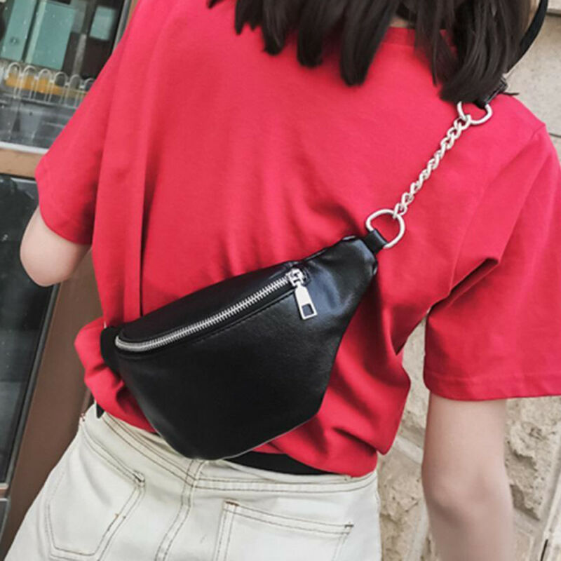 Fashion Chain Fanny Pack Banana Waist Bag New Brand Belt Women Waist Pack PU Leather Chest Belly Bag High Quality Phone Pouch, Black
Fashion Chain Fanny Pack Banana Waist Bag New Brand Belt Women Waist Pack PU Leather Chest Belly Bag High Quality Phone Pouch, Black
