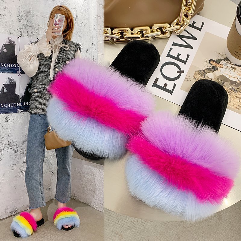 Womens Fur Slippers Slides Rainbow Flip Flops Popular Fluffy Fur Sandals Beach Woman Shoes Slipper N69-3, Blue
Womens Fur Slippers Slides Rainbow Flip Flops Popular Fluffy Fur Sandals Beach Woman Shoes Slipper N69-3, Blue