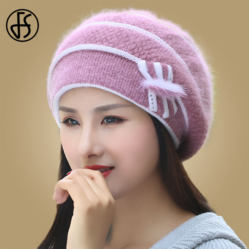 FS Winter Hats For Women Beret Angora Knit Hat Warm Flower Bow Fashion Double Layers Thermal Snow Caps Berets Femme Hiver, Red
FS Winter Hats For Women Beret Angora Knit Hat Warm Flower Bow Fashion Double Layers Thermal Snow Caps Berets Femme Hiver, Red