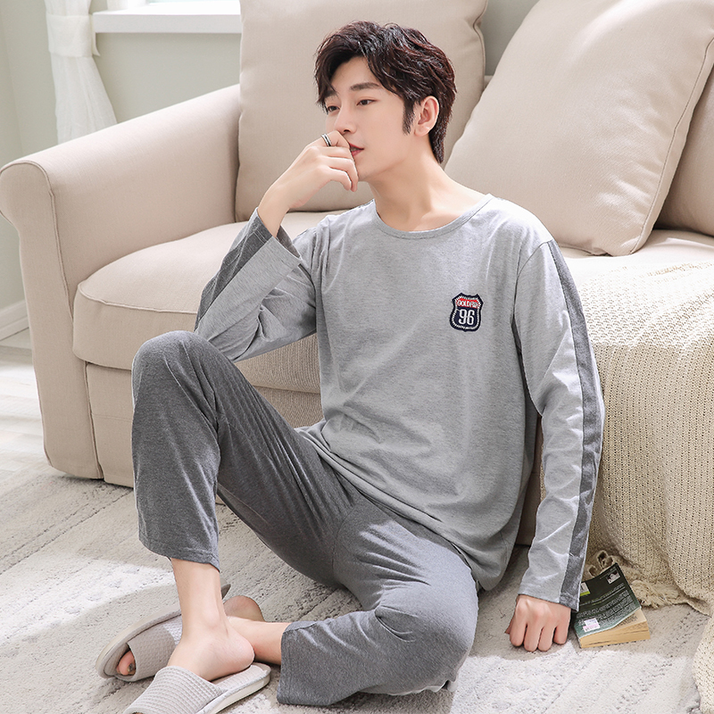 New Spring Men Pajamas long Sleeve Male Pajama Set Men Pure Full Cotton Pajamas For Men Sleepwear Suit homewear 4XL 200919