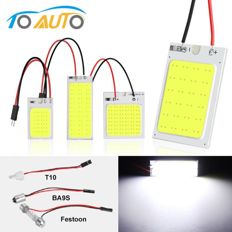 

2Pcs C5W Led Panel Festoon BA9S T4W T10 Adapter Dome Reading Light Map Lamp COB Chips Car Interior Lights 12V White Auto Bulbs, As pic