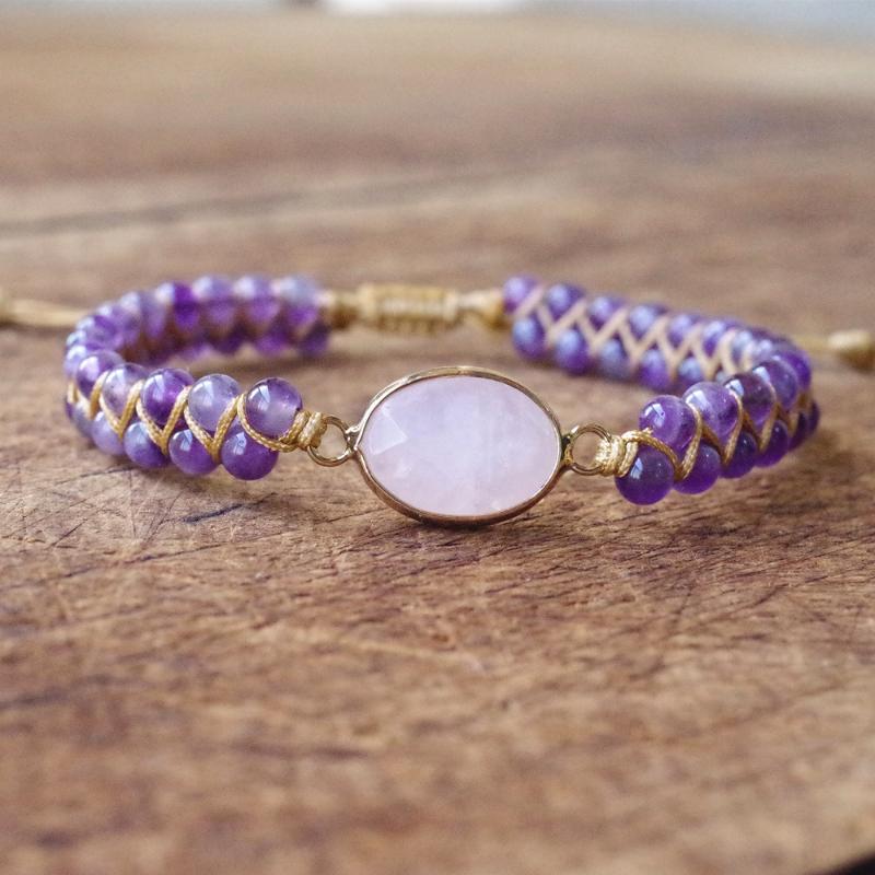 Natural Stone Pink Crystal String Braided Yoga Bracelet & Bangle Handmade DIY Jewelry Bohemia Charm Warp Bracelet for Women Men
Natural Stone Pink Crystal String Braided Yoga Bracelet & Bangle Handmade DIY Jewelry Bohemia Charm Warp Bracelet for Women Men