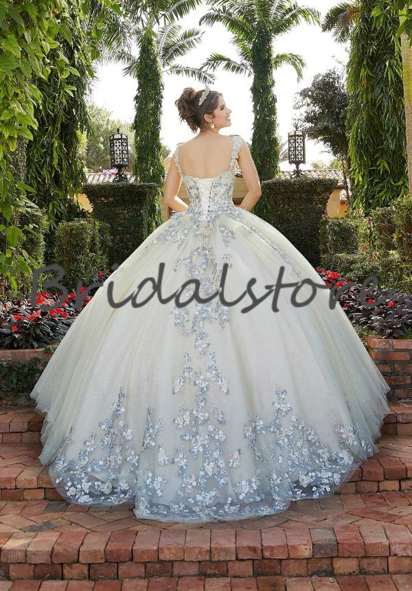 Princess Lace Flowers Quinceanera Dresses Ball Gown Beaded Sweet 16 Dress 2021 Puffy Tulle Long Prom Dresses Corset vestidos de quinceañera