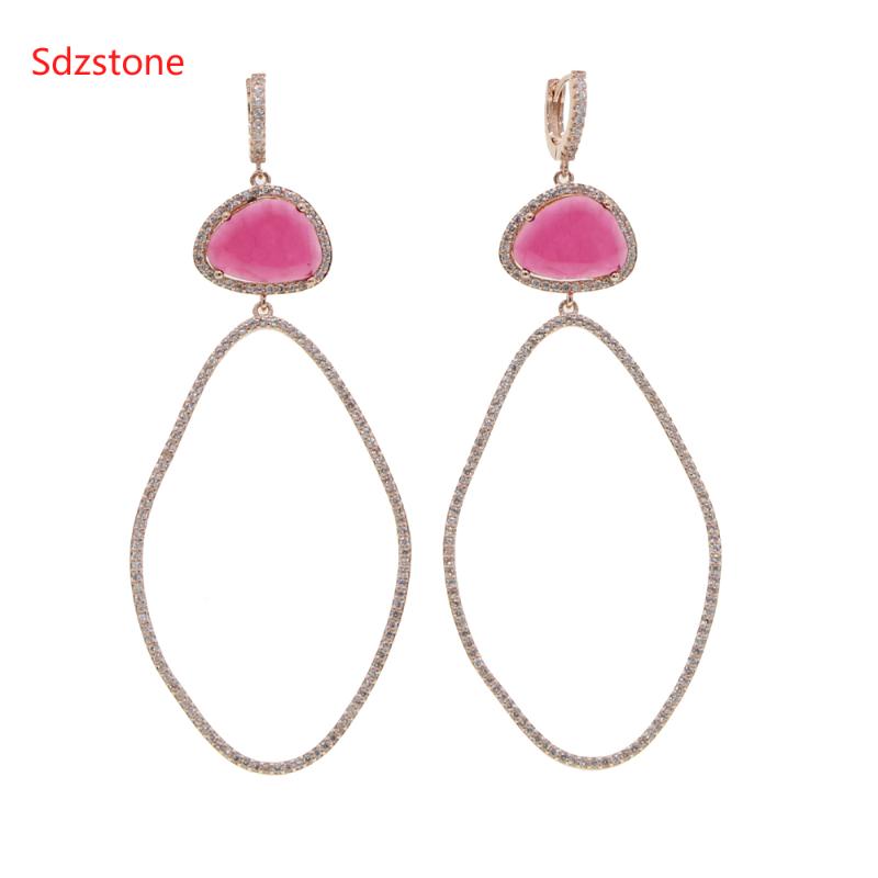 Sdzstone 70*34mm Big Size Women Oval Earring Wiht Pink Green Big Zircon Fashion Dangle Ear Jewelry
Sdzstone 70*34mm Big Size Women Oval Earring Wiht Pink Green Big Zircon Fashion Dangle Ear Jewelry