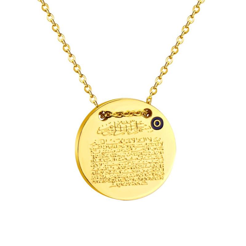 LUXUKISSKIDS Stainless Steel Engrave Arabic Pendant Necklace With Blue Eye Women Men Gold/Steel Choker Necklace Accesorios 2020
LUXUKISSKIDS Stainless Steel Engrave Arabic Pendant Necklace With Blue Eye Women Men Gold/Steel Choker Necklace Accesorios 2020
