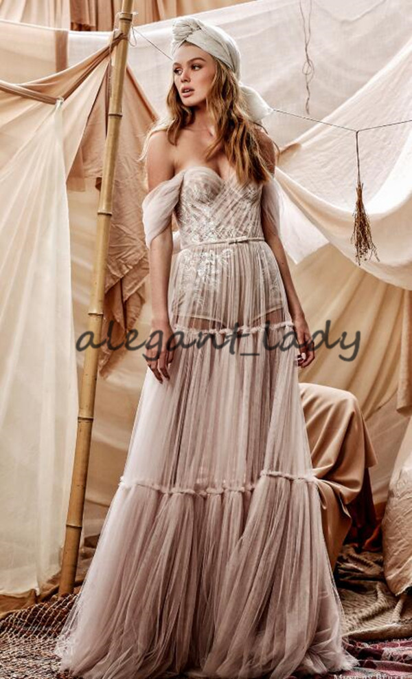 2021 Berta Bohemian Off Shoulder Wedding Bodysuit With Long Skirt 2021 Vintage Lace Applique Holiday Beach Boho Bride Dress vestidos