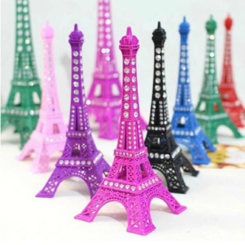 

Assorted Color Rhinestone Paris Eiffel Tower Sculpture Vintage Model Home Decors (7inch)