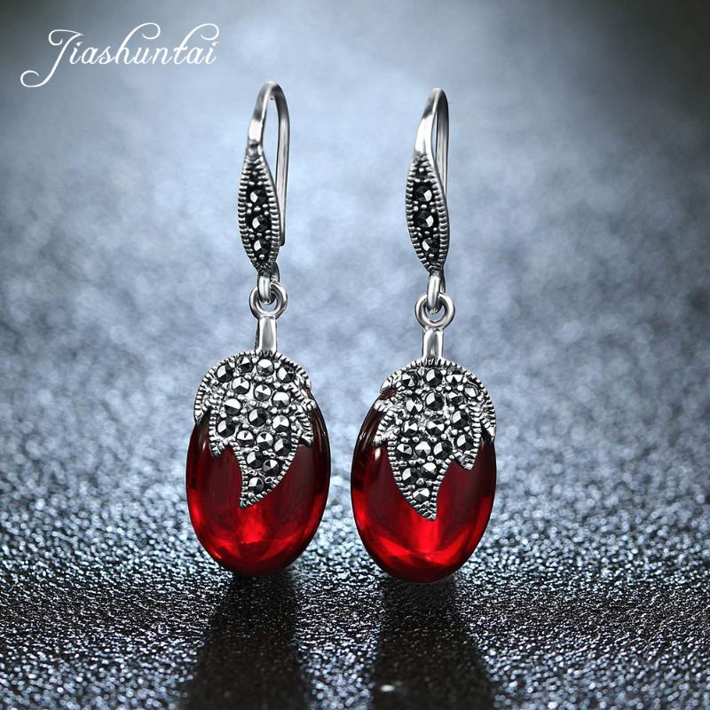 JIASHUNTAI Vintage Red Gemstone Garnet Earrings Retro 100% 925 Sterling Silver Earrings For Women Jewelry Female
JIASHUNTAI Vintage Red Gemstone Garnet Earrings Retro 100% 925 Sterling Silver Earrings For Women Jewelry Female