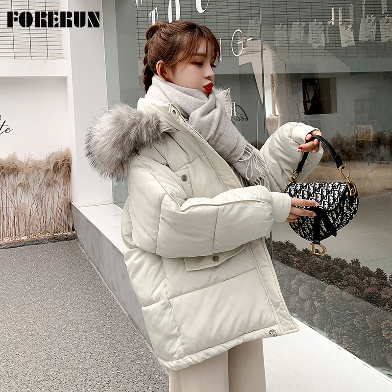 FORERUN Winter Jacket Women Faux Fur Hooded Oversized Bubble Coat Solid Cotton Padding Thick Puffer Jackets Casual Outwear, Blue winter jacket 
FORERUN Winter Jacket Women Faux Fur Hooded Oversized Bubble Coat Solid Cotton Padding Thick Puffer Jackets Casual Outwear, Blue winter jacket