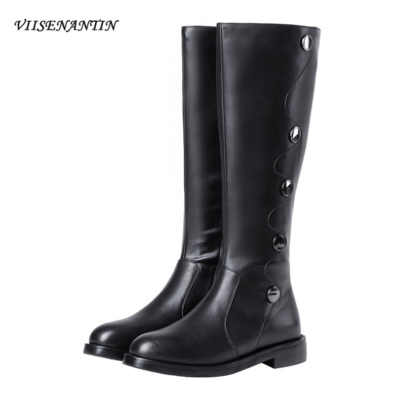 New All-match Genuine Leather Thick Heel Platform Long Barrel Handsome Knee-high Knight Boots Zipper Button Decro Women Shoes, Microfiber lining
New All-match Genuine Leather Thick Heel Platform Long Barrel Handsome Knee-high Knight Boots Zipper Button Decro Women Shoes, Microfiber lining