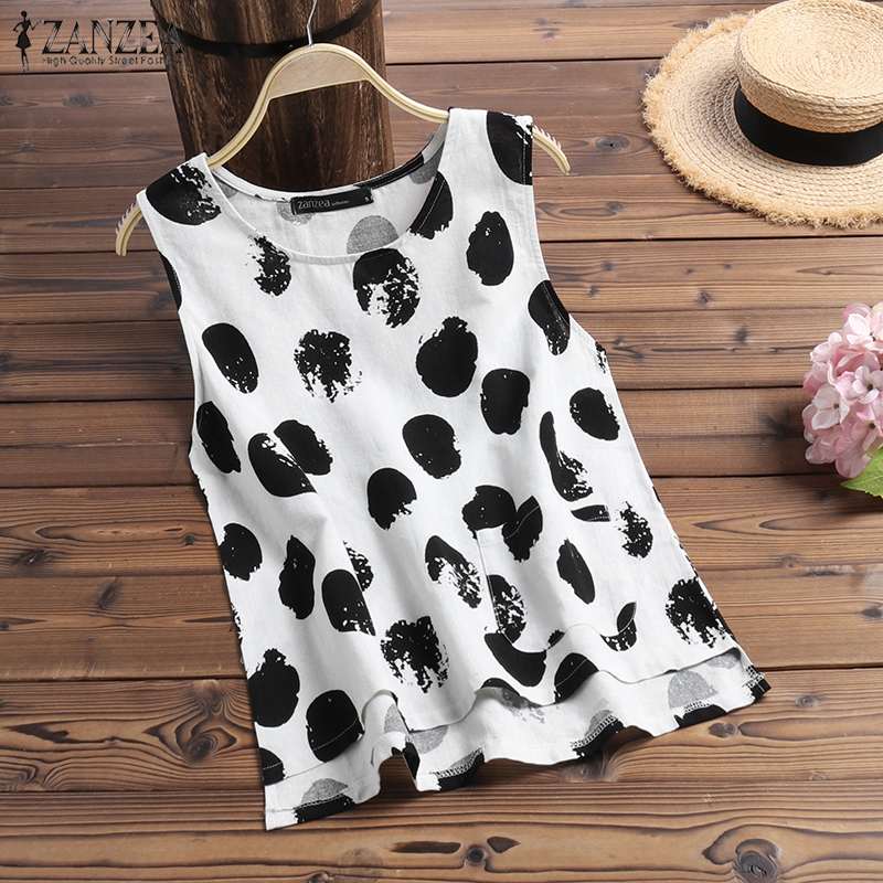 ZANZEA Women' Sleeveless Polka Dot Tanks Tops Casual Summer Shirts Vintage Cotton Linen Blusas Femme Loose Tee Tunic Robe Vest, Red
ZANZEA Women' Sleeveless Polka Dot Tanks Tops Casual Summer Shirts Vintage Cotton Linen Blusas Femme Loose Tee Tunic Robe Vest, Red