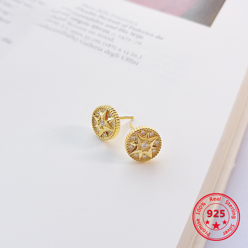 925 Sterling Silver Simple European American Retro Vintage Gold Plated Stud Earrings Women Jewelry
925 Sterling Silver Simple European American Retro Vintage Gold Plated Stud Earrings Women Jewelry