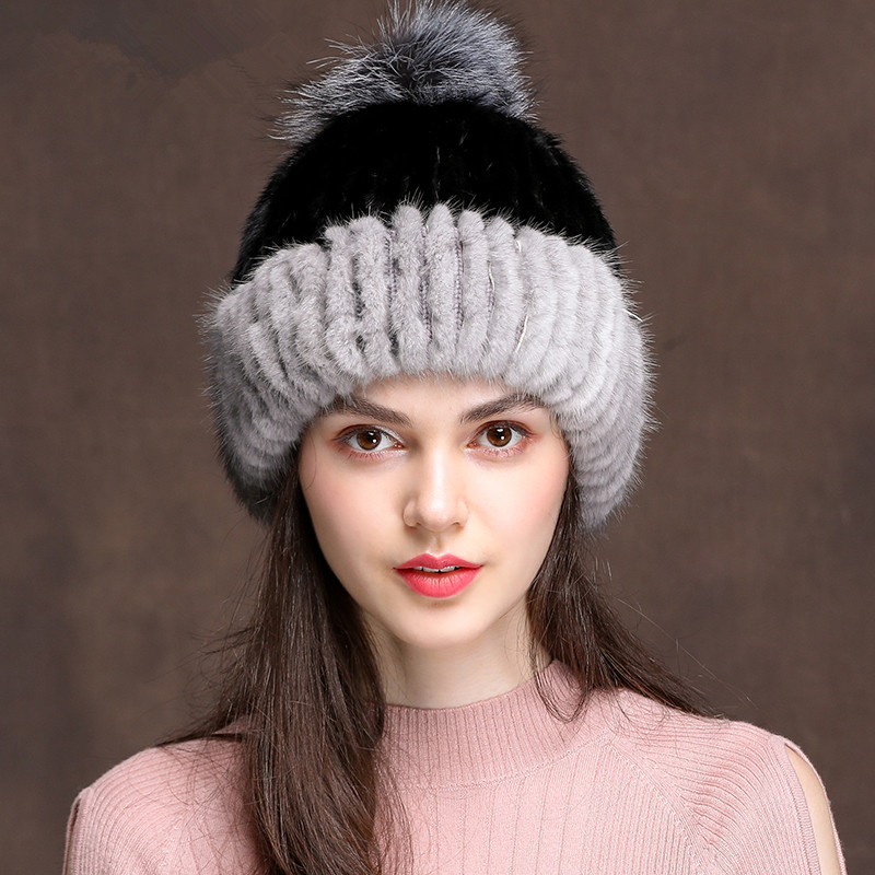 Women's Natural Mink Winter Hats for Women Streetwear Knitted Bonnet Large Fur Pompom Hat Czapka Zimowa MY823, Black
Women's Natural Mink Winter Hats for Women Streetwear Knitted Bonnet Large Fur Pompom Hat Czapka Zimowa MY823, Black