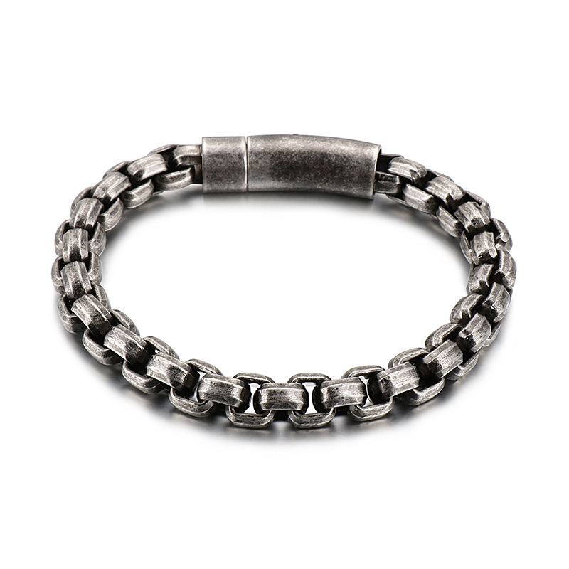 54g weight 8mm 8.66'' Vintage black stainless steel huge square Rolo Link Chain bracelet bangle mens jewelry XMAS Gifts