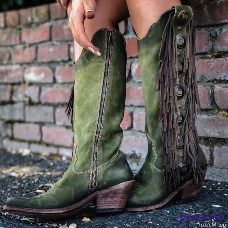 Women Knee High Boots Big Size Chunky Mid Heels Shoes Booties Vintage PU Leather Gladiator Tassels Deco Shoe Botas Mujer, Black
Women Knee High Boots Big Size Chunky Mid Heels Shoes Booties Vintage PU Leather Gladiator Tassels Deco Shoe Botas Mujer, Black