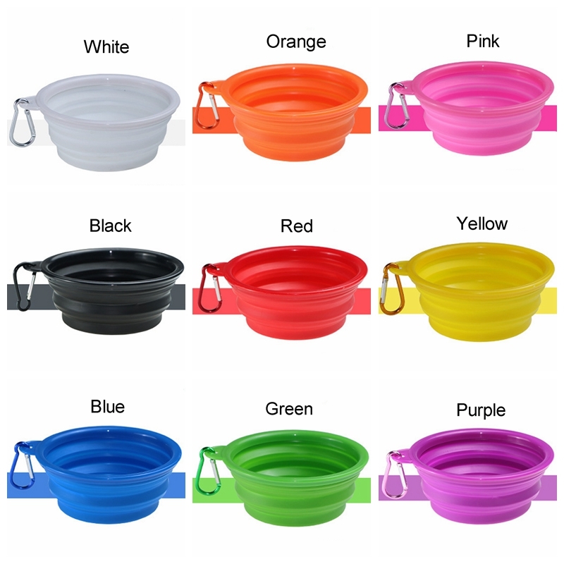 Silicone Pet Folding Bowl Retractable Utensils Cuenco Puppy Drinking Fountain Portable Outdoor Travel Pet Bowl With Carabiner