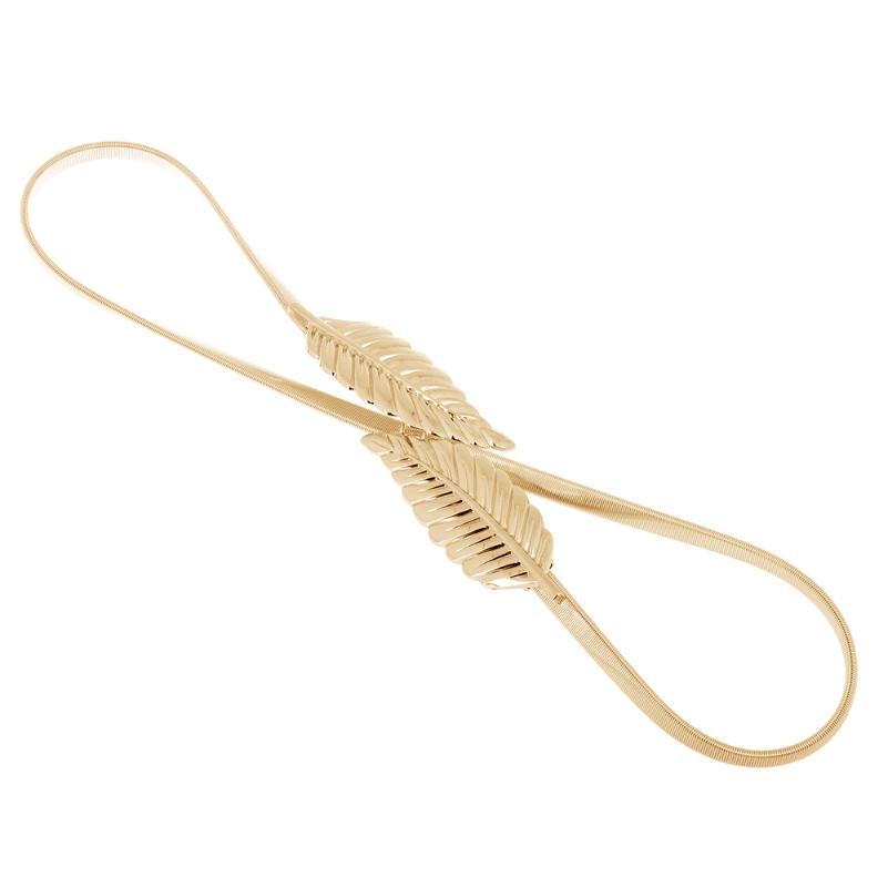 78cm 70cm Vintage Women Waistband Leaves Design Metal Waist Belt Skinny Elastic Cinturon Ceinture Femme Gold Silver Cummerbund