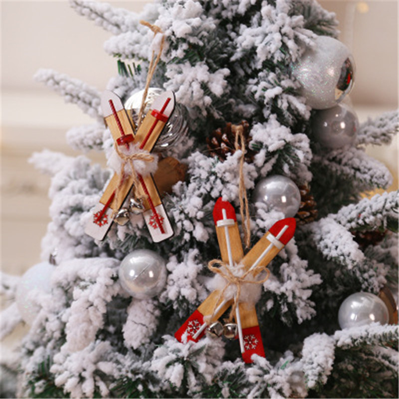 

Wooden Sled Merry Christmas Decorations for Home Wood Crafts Ski Jingle Bells Xmas Christmas Tree Ornaments Noel New Year 2021