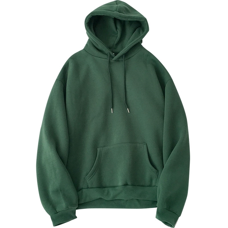 Velvet Thickened Hooded Sweatshirt Women Casual Solid Long Sleeve Loose Pullover Tops Female Harajuku Green Blue Autumn Hoodies 200924
