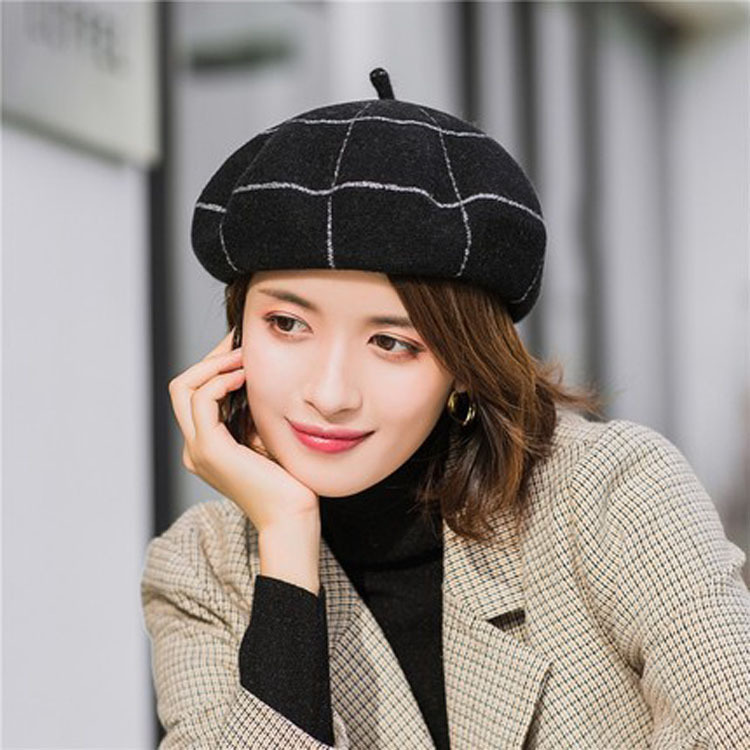 Boina Para Mujer Autumn and Winter Ladies Korean Plaid Beret Thick Warm Hat Fashion All-match Beret Femme Kapelusz Czapka Zimowa, Black
Boina Para Mujer Autumn and Winter Ladies Korean Plaid Beret Thick Warm Hat Fashion All-match Beret Femme Kapelusz Czapka Zimowa, Black