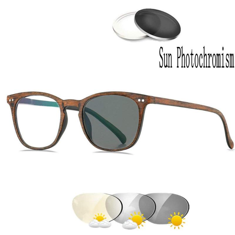 2020 New Fashion Retro Wood Frame Frame Unisex Sun photochromic Reading Glasses with box FML