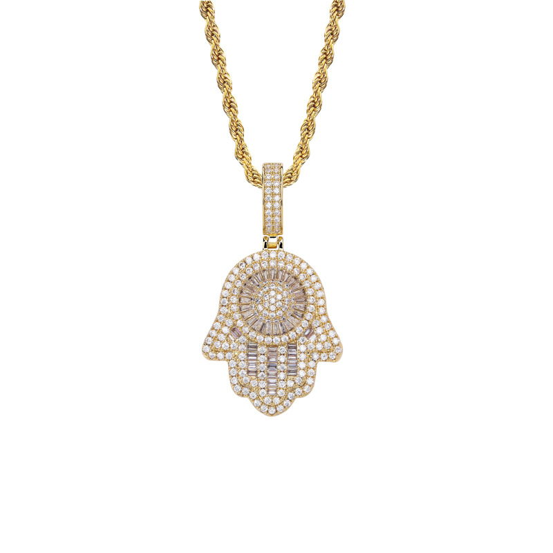 New Hand Pendant Necklace With Tennis Chain Cuban chain Gold Silver Color Iced Out Cubic Zircon Hip Hop Rock Jewelry
New Hand Pendant Necklace With Tennis Chain Cuban chain Gold Silver Color Iced Out Cubic Zircon Hip Hop Rock Jewelry