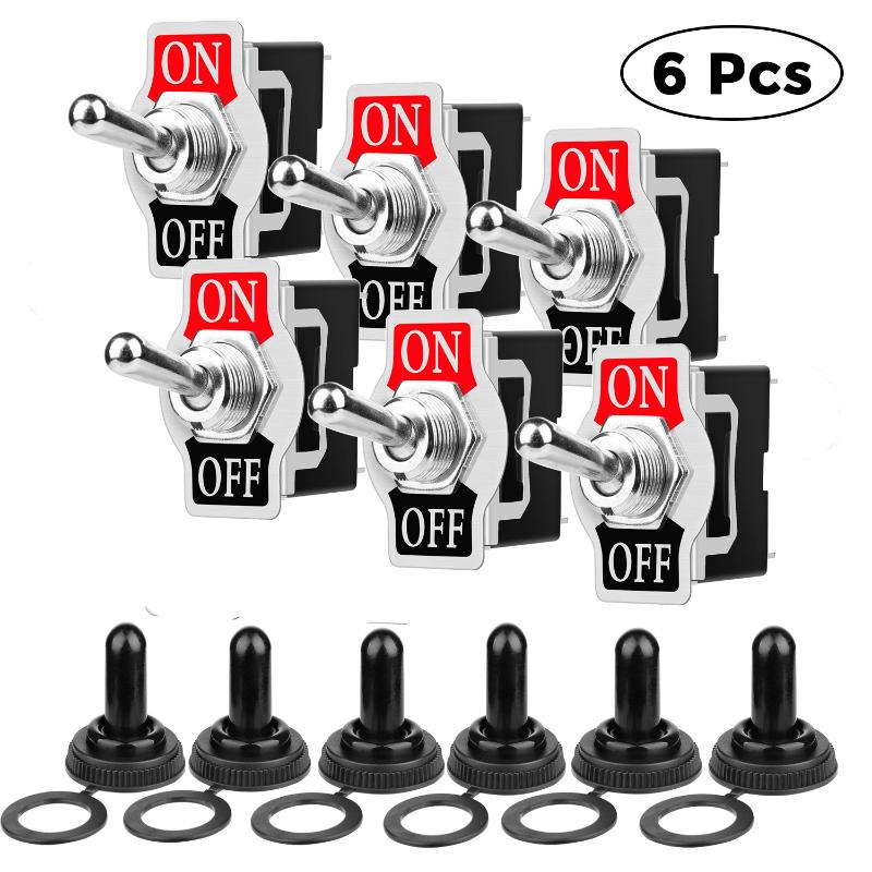 6pcs Heavy Duty Rocker Toggle Switch 15A 250V 20A 125V SPST 2 Pin ON/OFF Switch Metal Bat Waterproof Boot Cap Cover
6pcs Heavy Duty Rocker Toggle Switch 15A 250V 20A 125V SPST 2 Pin ON/OFF Switch Metal Bat Waterproof Boot Cap Cover