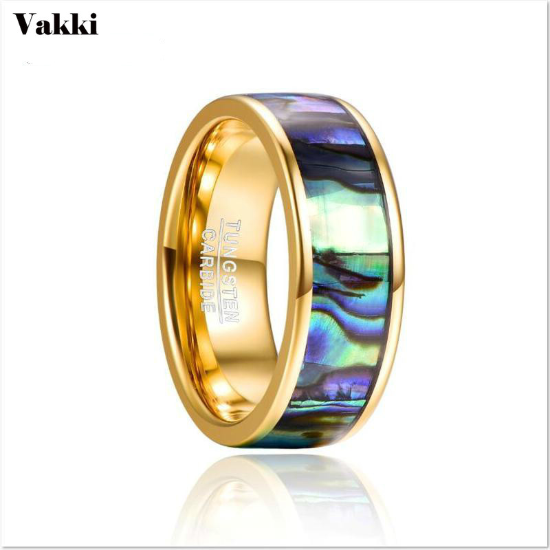 VAKKI 8mm Men's Bohemia Carbide Party Ring Electroplated Gold Inlaid Shell Engagement Tungsten Steel Ring
VAKKI 8mm Men's Bohemia Carbide Party Ring Electroplated Gold Inlaid Shell Engagement Tungsten Steel Ring