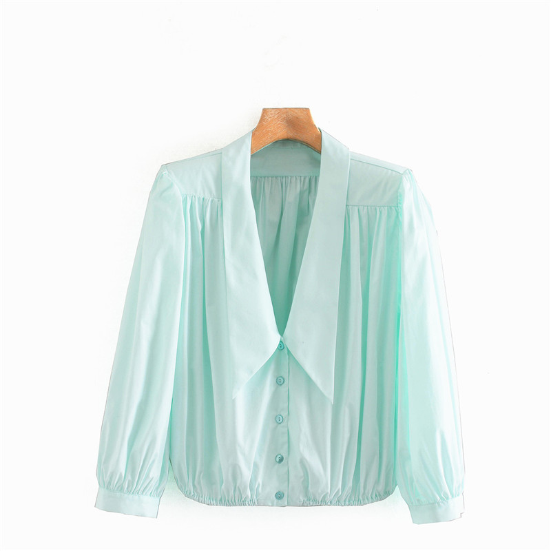 Chic Crop Blouse Women Summer 2020 Puff Long Sleeve Lapel Tops Female Casual Loose Solid Short Shirt Elastic Trim Blusas, As picture
Chic Crop Blouse Women Summer 2020 Puff Long Sleeve Lapel Tops Female Casual Loose Solid Short Shirt Elastic Trim Blusas, As picture