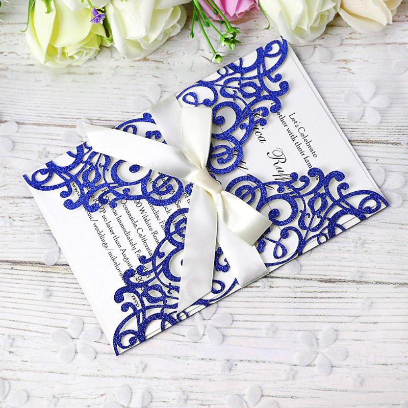 PONATIA 20 PCS Blue Glitter Laser Cut Bling Invitations Card With Ribbon For Wedding Bridal Shower Engagement Birthday Party
PONATIA 20 PCS Blue Glitter Laser Cut Bling Invitations Card With Ribbon For Wedding Bridal Shower Engagement Birthday Party